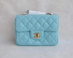 AAA Chanel Classic Sky Blue Lambskin Golden Chain Quilted Flap Bag 1115 Online